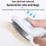Self-Cleaning Pet Hair Remover Brush – Easy Press Grooming Comb