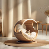 Solid Wood Semi-Enclosed Pet Bed