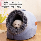 Enclosed Plush Pet House Bed