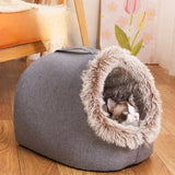 Enclosed Plush Pet House Bed